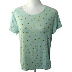 Croft & Barrow Women's Short Sleeve Green Lemon Print Classic Tee Shirt Size XXL
